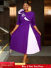 AOMEIDRESS Church Clothes for Women Floral Applique Pleated Gown S / Purple