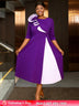 AOMEIDRESS Church Clothes for Women Floral Applique Pleated Gown S / Purple