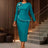 AOMEIDRESS Church Dress 3D Flower Beading Peplum Party Office Wear LakeGreen / S