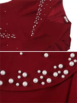 AOMEIDRESS Church Dress Beading Half Sleeves Peplum Gown for Women