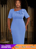 AOMEIDRESS Church Dresses for Woman 2025 3D Flower Formal Party Dress Blue / S