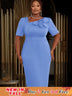 AOMEIDRESS Church Dresses for Woman 2025 3D Flower Formal Party Dress Blue / S