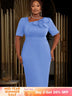 AOMEIDRESS Church Dresses for Woman 2025 3D Flower Formal Party Dress Blue / S