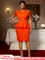 AOMEIDRESS Church Dresses for Woman 2025 African Simple Grace Peplum Orange / S