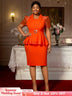 AOMEIDRESS Church Dresses for Woman 2025 African Simple Grace Peplum Orange / S
