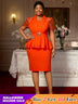 AOMEIDRESS Church Dresses for Woman 2025 African Simple Grace Peplum Orange / S
