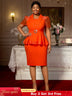 AOMEIDRESS Church Dresses for Woman 2025 African Simple Grace Peplum Orange / S