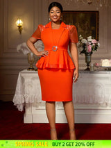AOMEIDRESS Church Dresses for Woman 2025 African Simple Grace Peplum Orange / S