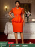 AOMEIDRESS Church Dresses for Woman 2025 African Simple Grace Peplum Orange / S