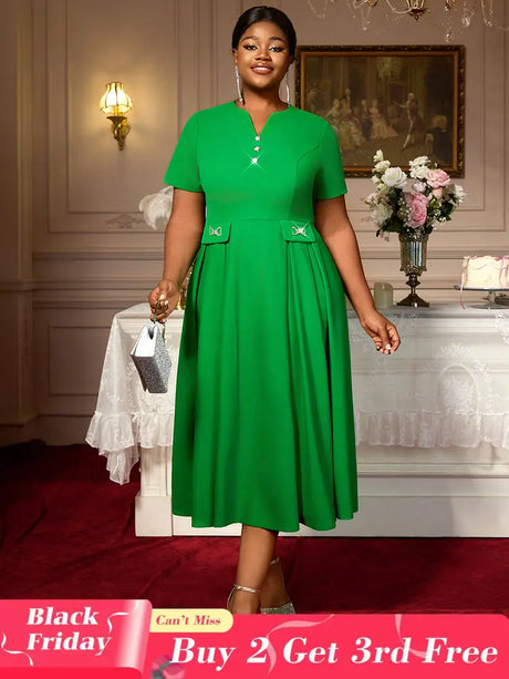 AOMEIDRESS Church Dresses for Woman 2025 Wedding Guest Dress Causal Green / S