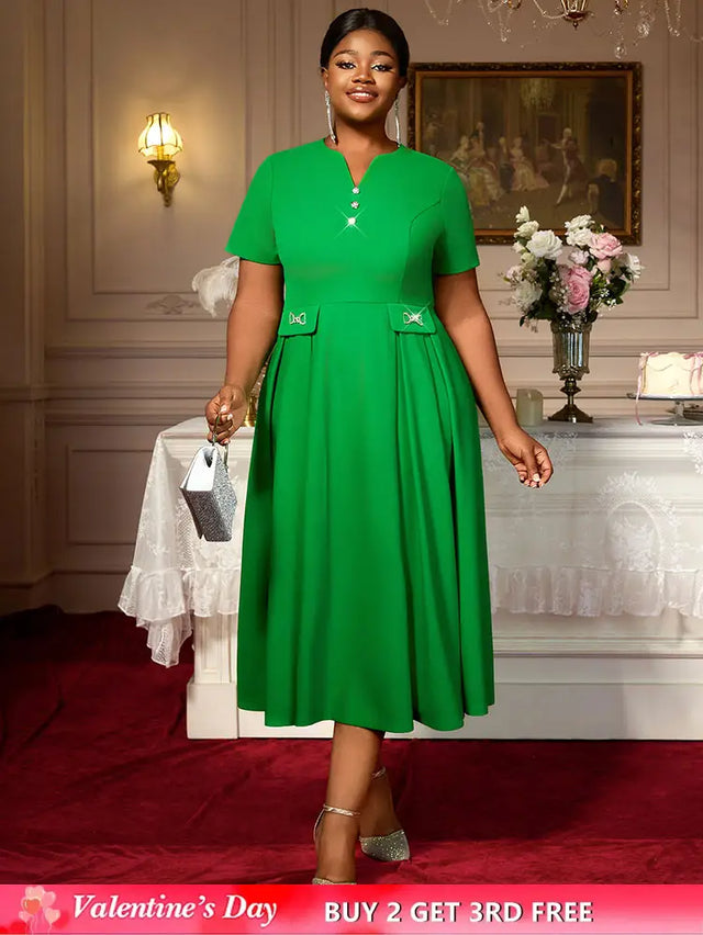 AOMEIDRESS Church Dresses for Woman 2025 Wedding Guest Dress Causal Green / S