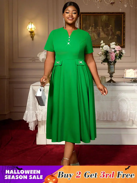 AOMEIDRESS Church Dresses for Woman 2025 Wedding Guest Dress Causal Green / S