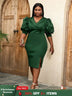 Dark Green Pencil Dress for Party or Office Ladies