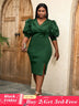 Dark Green Pencil Dress for Party or Office Ladies
