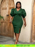 Dark Green Pencil Dress for Party or Office Ladies