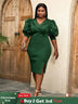 Dark Green Pencil Dress for Party or Office Ladies