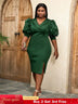 Dark Green Pencil Dress for Party or Office Ladies