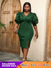 Dark Green Pencil Dress for Party or Office Ladies