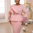AOMEIDRESS Church Dresses Ruffles Long Flare Sleeves Sequined Peplum Pink / S