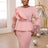 AOMEIDRESS Church Dresses Ruffles Long Flare Sleeves Sequined Peplum Pink / S