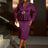 AOMEIDRESS Classy Midi Dress for Women V Neck Beaded Long Sleeve
