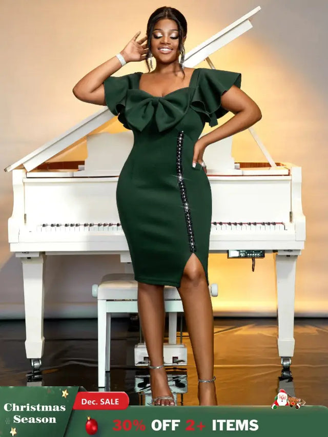 Dark Green Short Sleeve Bodycon Dresses