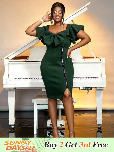 Dark Green Short Sleeve Bodycon Dresses