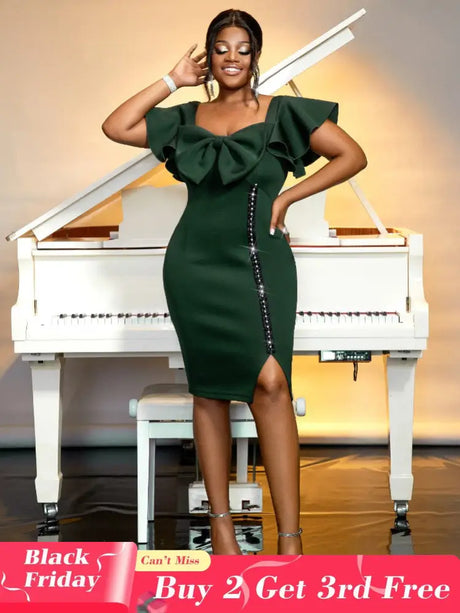 Dark Green Short Sleeve Bodycon Dresses