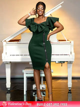 Dark Green Short Sleeve Bodycon Dresses