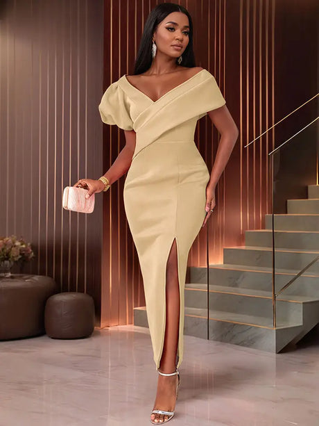 AOMEIDRESS Cocktail Dresses for Wedding Guest 2025 Elegant Classy Khaki / S