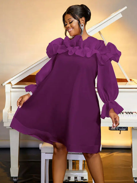 AOMEIDRESS Cold Shoulder Chiffon Party Dress for Women DarkPurple / S