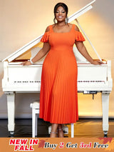 orange cold shoulder elegant dresses for women