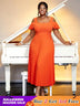 orange cold shoulder elegant dresses for women