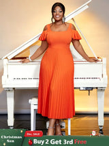 orange cold shoulder elegant dresses for women