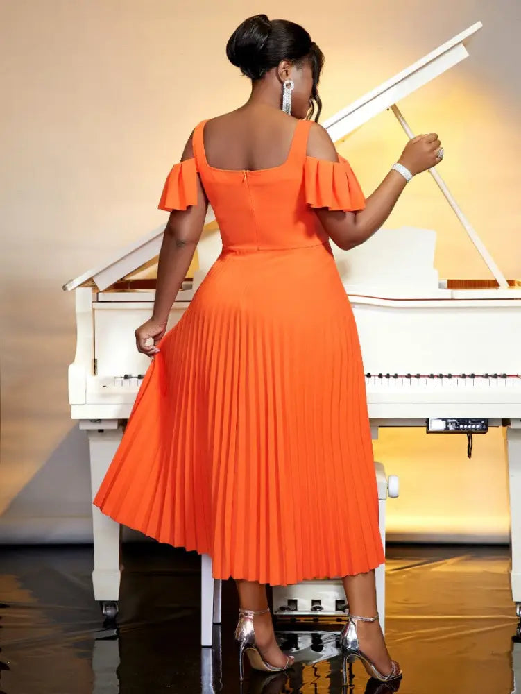chic pleated a line causal dress