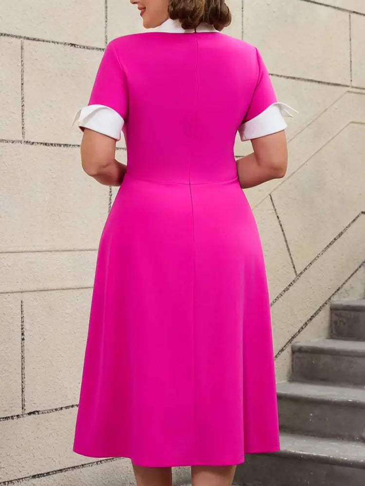 AOMEIDRESS Color Block 50s Swing Dress for Plus Size Women

