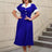AOMEIDRESS Color Block 50s Swing Dress for Plus Size Women Blue / S