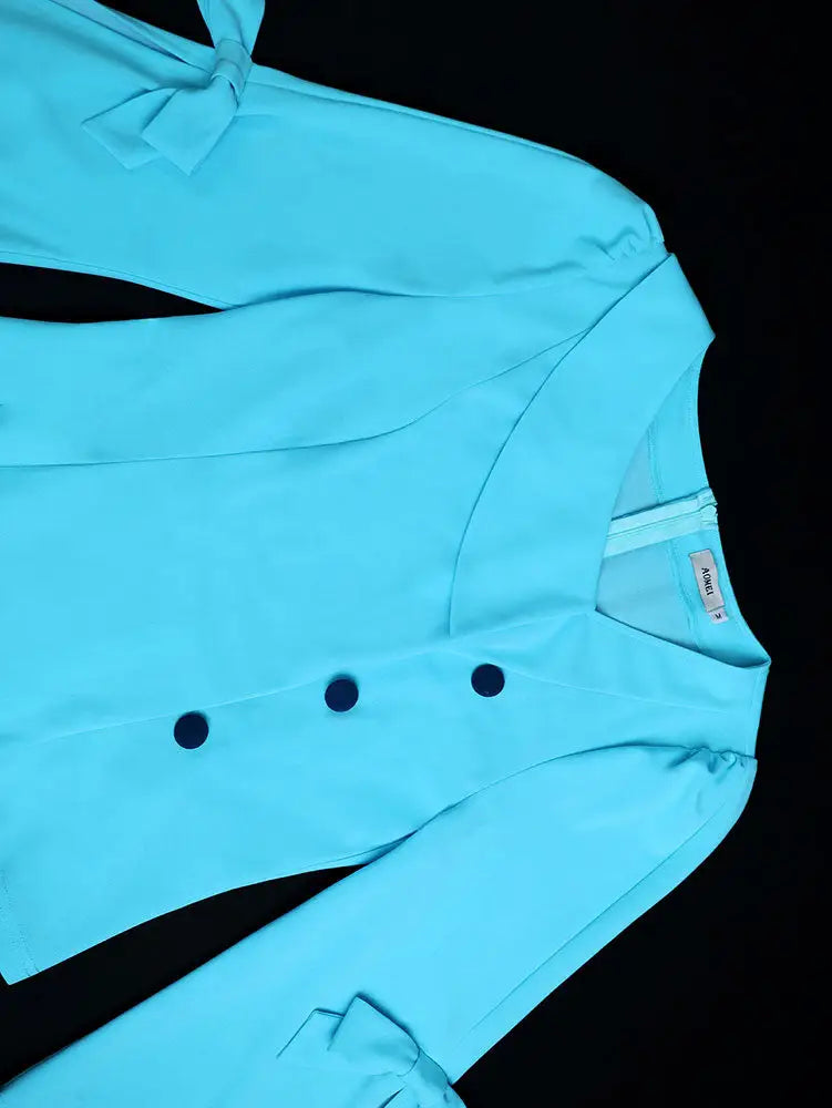 AOMEIDRESS Color Block Office Party Two Piece Set with Wide Leg Pants