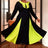 AOMEIDRESS Colorblock A Line Dress Long Sleeves Ruffles Party Gowns - Black / S