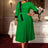 AOMEIDRESS Colorblock A Line Pleated Church Dress Lace Trim Peplum Green / L
