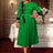 AOMEIDRESS Colorblock A Line Pleated Church Dress Lace Trim Peplum Green / L