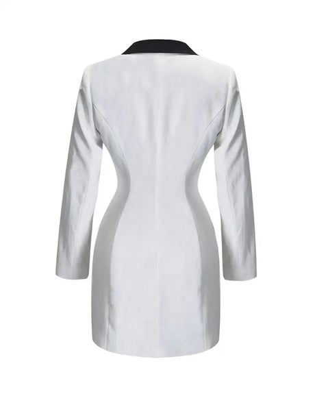 AOMEIDRESS Colorblock Blazer Lapel and Pocket Trim Office Lady Wear