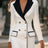 AOMEIDRESS Colorblock Blazer Lapel and Pocket Trim Office Lady Wear White / S