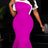 AOMEIDRESS Colorblock Bodycon Mermaid Dresses O Neck Short Sleeves - Rose / S