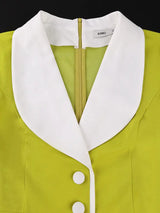 AOMEIDRESS Colorblock Business Dress Turn Down Collar Petal Sleeves
