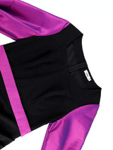 AOMEIDRESS Colorblock Mermaid Bodycon Dress Puff Sleeves Party Gowns