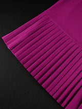 AOMEIDRESS Colorblock Mermaid Dress O Neck Short Sleeves Pleated Hem