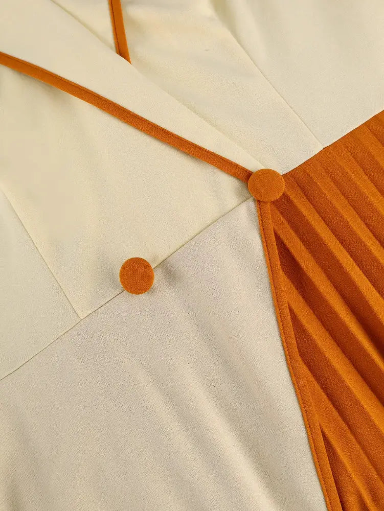 AOMEIDRESS Colorblock Pleated Dress Peplum Church Work Office Gowns