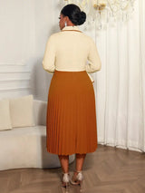 AOMEIDRESS Colorblock Pleated Dress Peplum Church Work Office Gowns