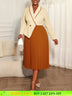 AOMEIDRESS Colorblock Pleated Dress Peplum Church Work Office Gowns